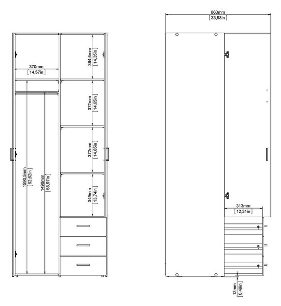 Guardaroba 2 ante\ bianco con appendiabiti 77x200h cm - Apollina