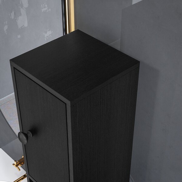 Kleankin Colonna contenitore armadio alto per bagno 1 cassetto 4 ripiani regolabili e 2 ante 20 x 20 x 180 cm nero | Aosom Italy