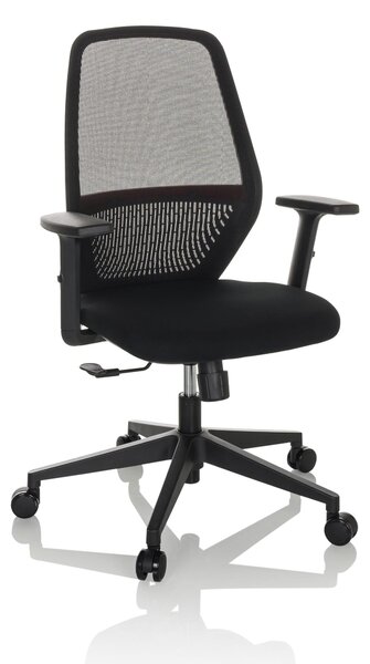 Sedia girevole da ufficio CARLOW, rivestita in tessuto/rete, colore nero, con altezza regolabile