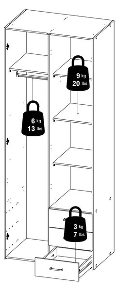 Guardaroba 2 ante\ bianco con appendiabiti 77x200h cm - Apollina