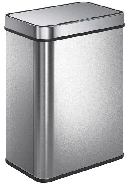 HOMCOM Cestino con sensore 50 L con coperchio a chiusura soft, cestino per cucina automatico in acciaio inossidabile, argento | Aosom Italy