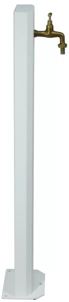 Fontana da giardino in acciaio bianca con rubinetto e base Dimensioni 8x6xh 100 cm con rubinetto, flessibile e Gomito resistente al gelo Colore BIANCO