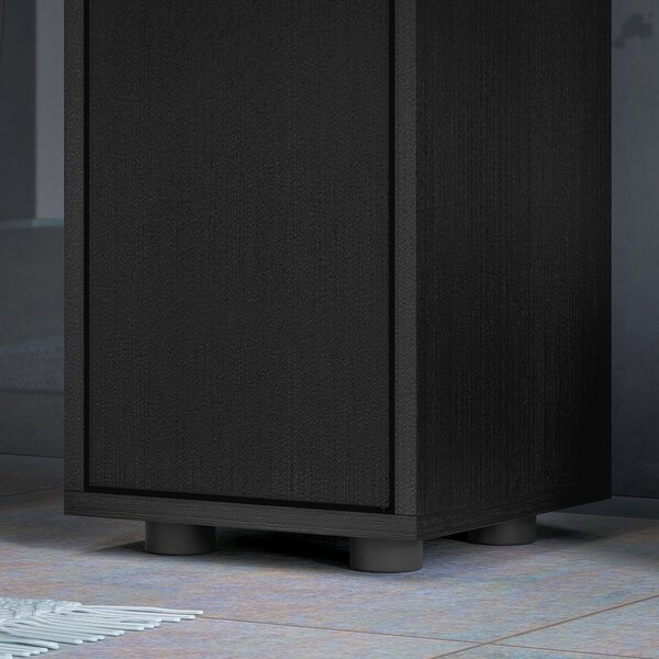 Kleankin Colonna contenitore armadio alto per bagno 1 cassetto 4 ripiani regolabili e 2 ante 20 x 20 x 180 cm nero | Aosom Italy