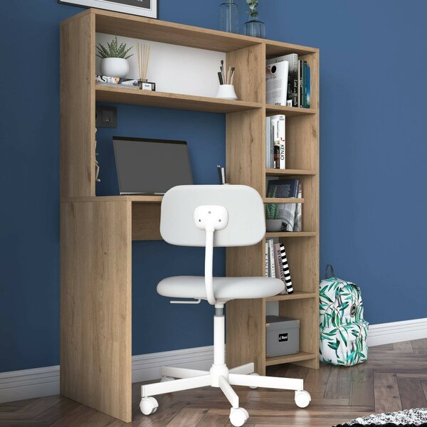 Scrivania lineare quercia 113x40cm con libreria - Arapaho