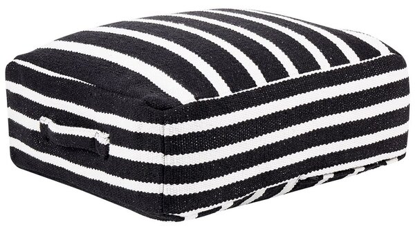 Pouf colore bianco e nero ⌀ 50 cm dalla forma quadrata stile boho cuscino  da pavimento salotto Beliani