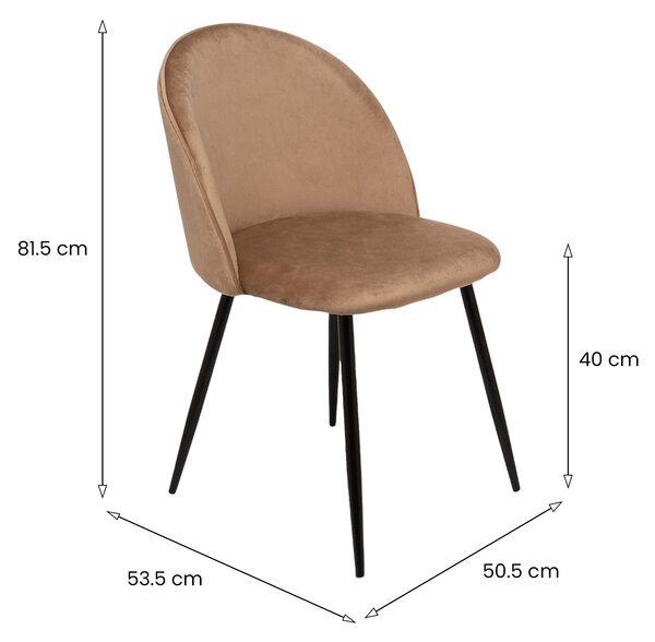 Set di 4 sedie imbottite eleganti in velluto beige - Achito
