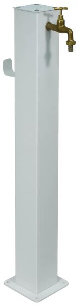 Fontana da giardino in acciaio bianca con rubinetto e base Dimensioni 20x20xh 95 cm con tubo rubinetto, flessibile e Gomito resistente al gelo Colore Corten