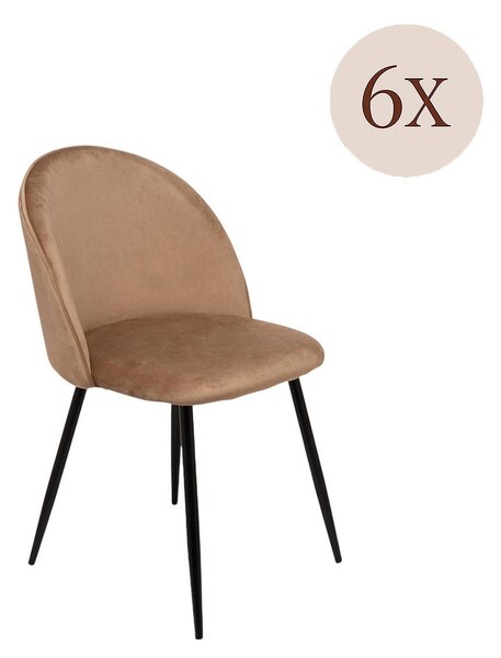 Set 6 Sedie Moderne da Pranzo Imbottite in Velluto Beige Struttura Metallo Ergonomiche 51x54x82h cm per Ufficio e Soggiorno – Achito