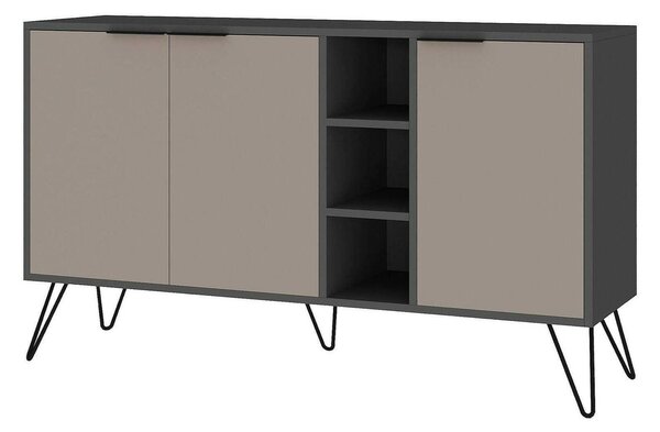 Credenza antracite e beige 142x35x83h cm 3 ante - Alin