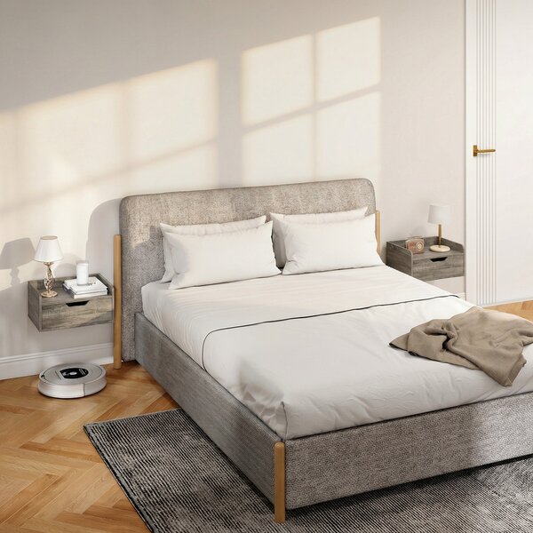 HOMCOM Set di 2 comodini da parete, comodini con cassetto e ripiano con bordi rialzati, 40x30x19,5cm, grigio | Aosom Italy