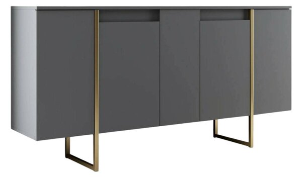 Credenza antracite e oro 160x35x80h cm 4 ante - Arta