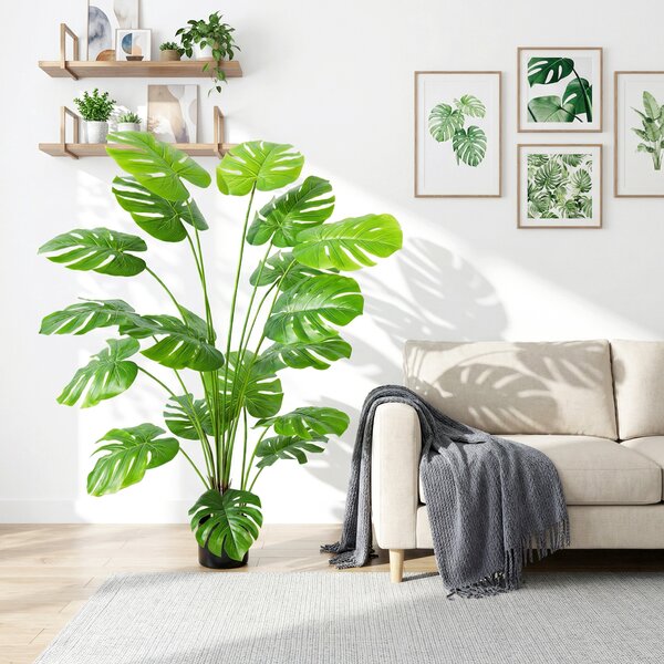 HOMCOM Pianta artificiale albero artificiale Monstera Deliciosa con vaso incluso altezza 150 cm interno verde | Aosom Italy