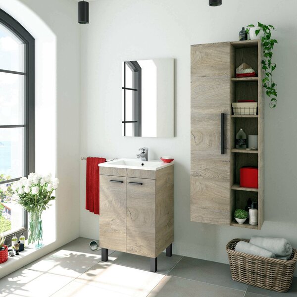 Mobile colonna bagno sospeso 51x135h cm rovere - Achisa