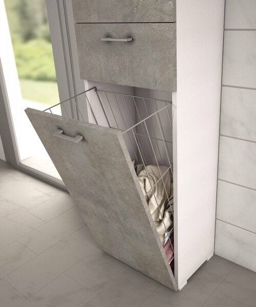 Armadio cemento e bianco con cassetto 45x195h cm - Aryanne