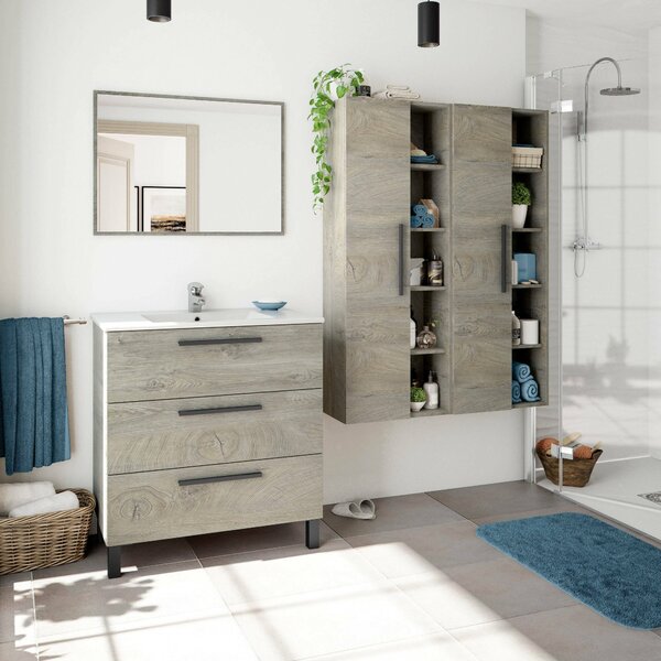 Mobile colonna bagno sospeso 51x135h cm rovere - Achisa
