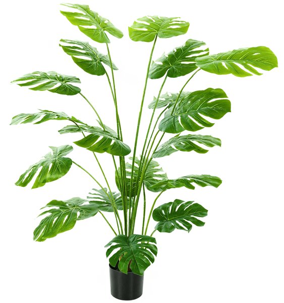 HOMCOM Pianta artificiale albero artificiale Monstera Deliciosa con vaso incluso altezza 150 cm interno verde | Aosom Italy