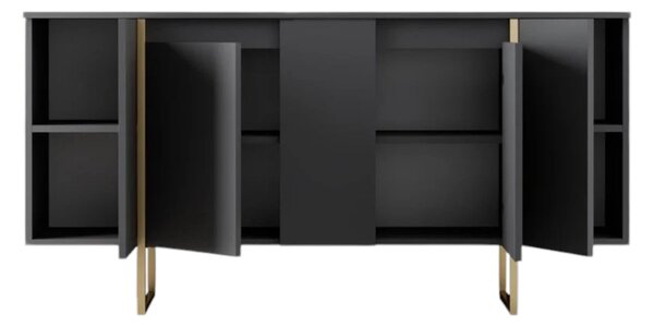 Credenza antracite e oro 160x35x80h cm 4 ante - Arta