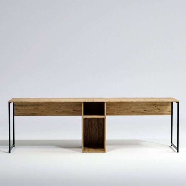 Scrivania doppia quercia 240x60cm struttura in metallo - Asarat