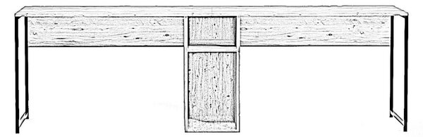 Scrivania doppia quercia 240x60cm struttura in metallo - Asarat