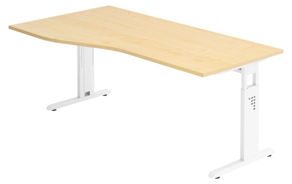 Bümö Scrivania Serie-O - Decorazione: acero, dimensioni: 180 x 100 cm, struttura: bianco