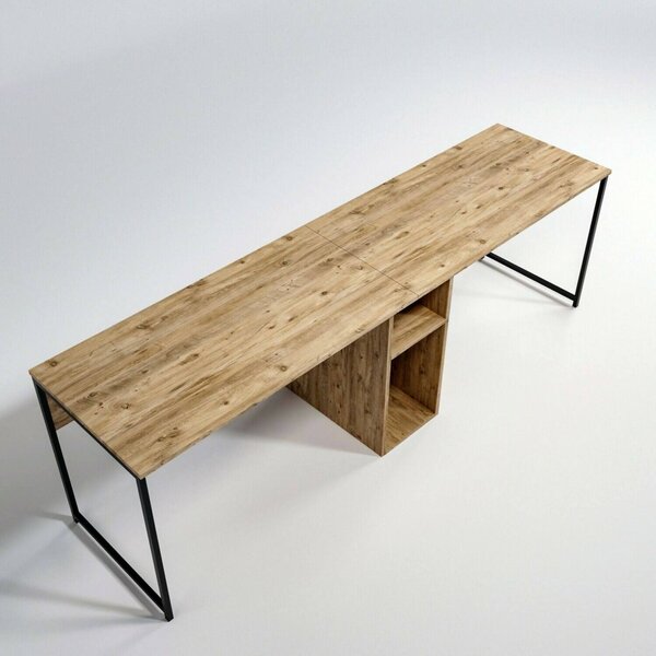 Scrivania doppia quercia 240x60cm struttura in metallo - Asarat