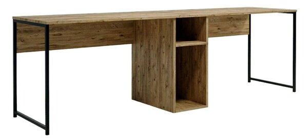 Scrivania doppia quercia 240x60cm struttura in metallo - Asarat