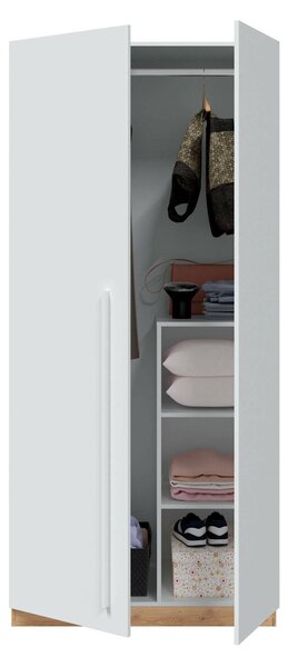 Guardaroba in legno rovere nodi e bianco 90x200h cm - Alpine