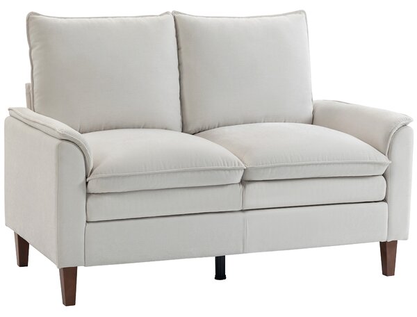 HOMCOM Divano 2 posti 146 cm, divano in chenille con imbottitura a doppio strato, cuscino a molle, seduta profonda, schienale alto, bianco crema | Aosom Italy