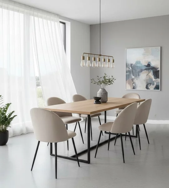 Set di 6 sedie eleganti imbottite in velluto grigio chiaro - Achito