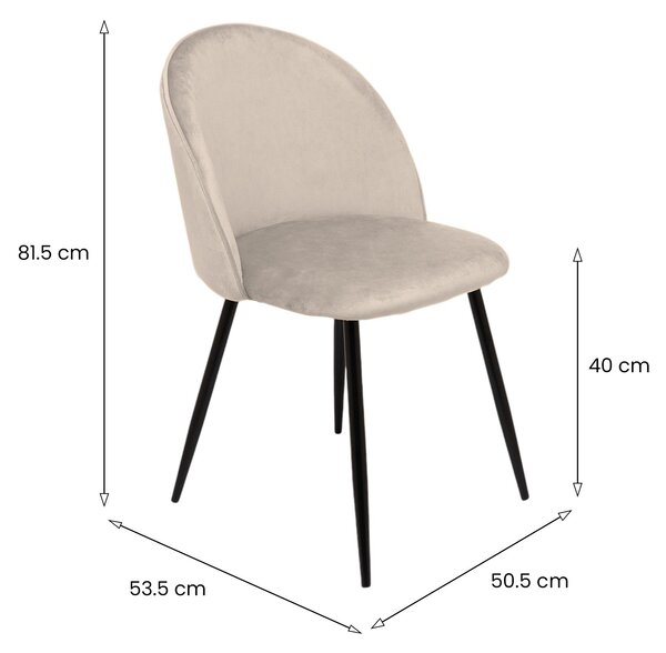 Set di 4 sedie soggiorno imbottite in velluto grigio chiaro - Achito