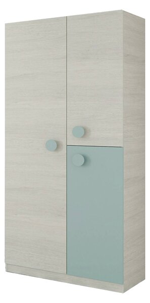 Guardaroba in legno grigio e verde acqua 90x200h cm - Aronia