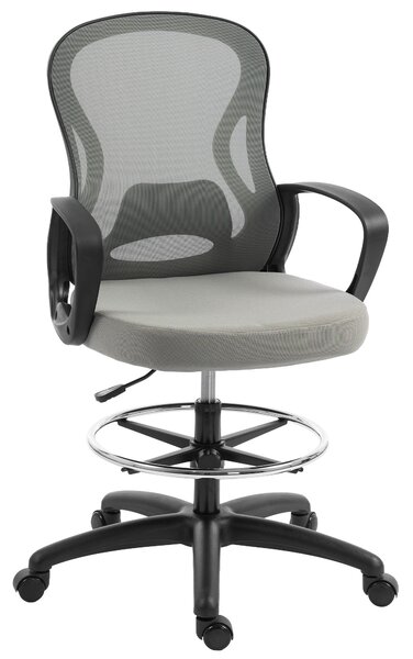 Vinsetto Sedia da ufficio ergonomica, poltrona da ufficio con poggiapiedi e braccioli, in rete, 59 x 65 x 123 cm, Grigio | Aosom Italy