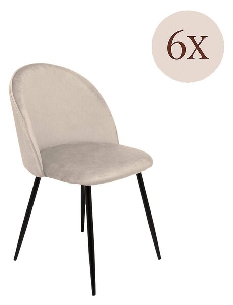 Set di 6 sedie eleganti imbottite in velluto grigio chiaro - Achito