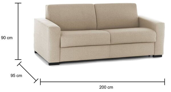 Divano letto imbottito in tessuto beige 200x95cm - Zinnia