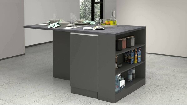 Isola cucina grande multifunzione 160x90x90h cm antracite e ardesia - Abern