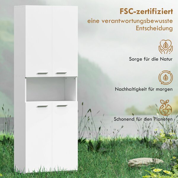 HOMCOM Armadio da bagno alto 174 cm con cesto estraibile per biancheria e porte a chiusura rallentata, Bianco | Aosom Italy