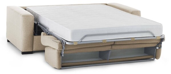 Divano letto imbottito in tessuto beige 200x95cm - Zinnia