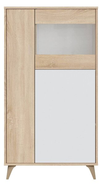 Mobile vetrina soggiorno 3 ante 77x33x142h cm rovere e bianco - Altavista