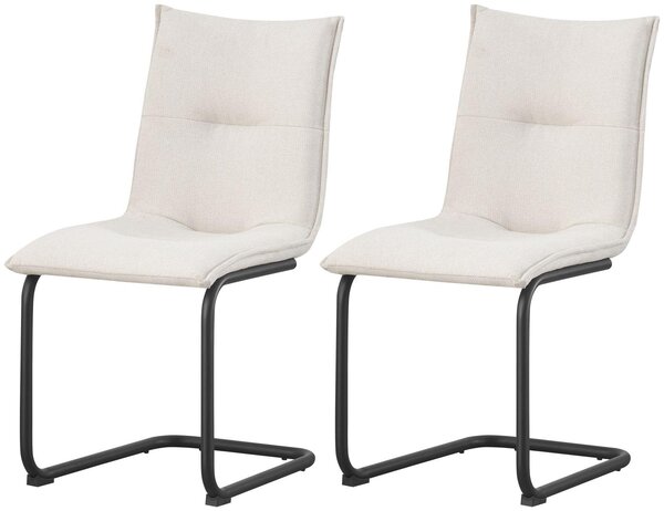 Xonox.home Set di 2 sedie Swing Sonja in tessuto intrecciato crema (L/H/D): 46 x 89 x 57 cm
