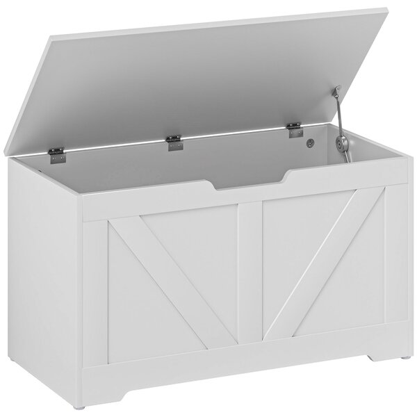 HOMCOM Cassapanca contenitore, panca contenitore con coperchio ribaltabile e cerniere di sicurezza, 80 x 40 x 45 cm, bianco | Aosom Italy
