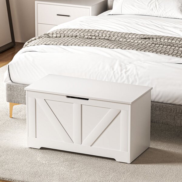 HOMCOM Cassapanca contenitore, panca contenitore con coperchio ribaltabile e cerniere di sicurezza, 80 x 40 x 45 cm, bianco | Aosom Italy