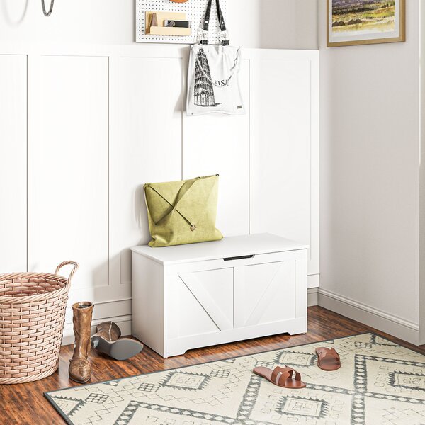 HOMCOM Cassapanca contenitore, panca contenitore con coperchio ribaltabile e cerniere di sicurezza, 80 x 40 x 45 cm, bianco | Aosom Italy