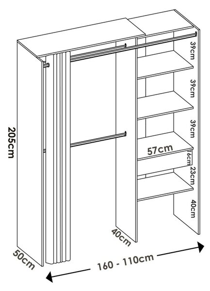 Guardaroba grande con appendiabiti bianco e grigio 160x205h cm - Arim