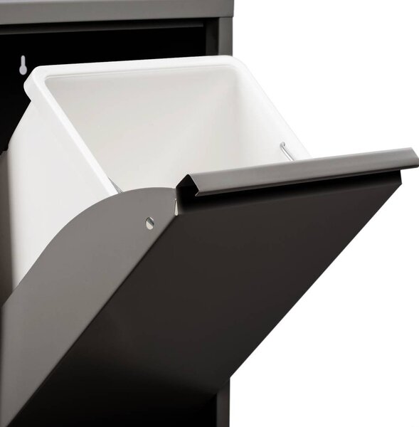 Pattumiera Nero Capacità 72 (18 per Secchio) Fissaggio a Muro Opzionale 60x25x93h cm, 4 Cestini - Anukhatun
