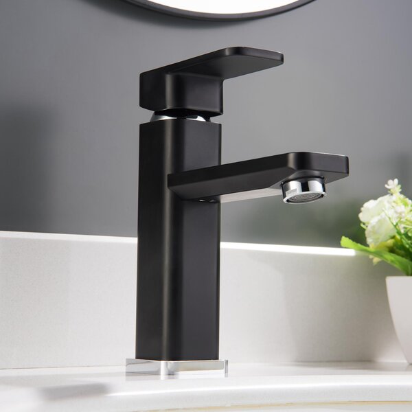Miscelatore per lavabo da bagno, rubinetto 1233CB - Nero / Cromo - Cartuccia in Vetroceramica sostituibile