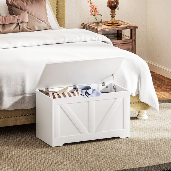 HOMCOM Cassapanca contenitore, panca contenitore con coperchio ribaltabile e cerniere di sicurezza, 80 x 40 x 45 cm, bianco | Aosom Italy
