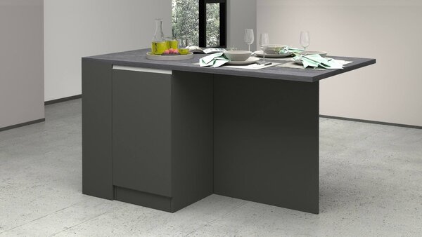 Isola cucina grande multifunzione 160x90x90h cm antracite e ardesia - Abern