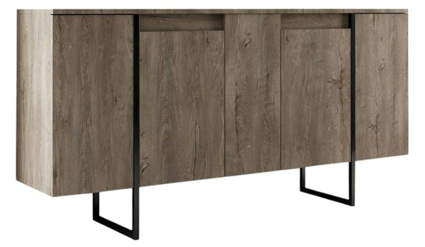 Credenza legno scuro e nera 160x35x80h cm 4 ante - Arta