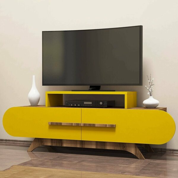 Porta TV noce e giallo 145x36x49h cm 2 ante - Nesatm