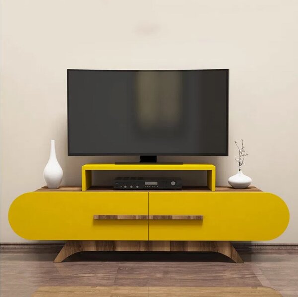 Porta TV noce e giallo 145x36x49h cm 2 ante - Nesatm
